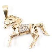 9CT GOLD ARTICULATED STALLION HORSE PENDANT & BALE