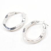PAIR OF HALLMARKED 9CT WHITE GOLD & CZ HOOP EARRINGS