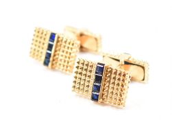 18CT GOLD & SYNTHETIC SAPPHIRE CUFFLINKS