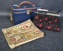 19TH CENTURY CRUEL WORK CLUTCH BAG, BEAD HANDBAG ETC