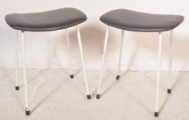 PAIR OF RETRO 1960S KANDYA VINYL & METAL STOOLS