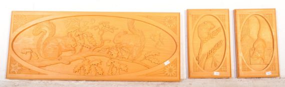 CONTEMPORARY PINE CARVED WALL HANGING PLAQUE