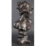 FAUX BRONZE BUST DEPICTING A YOUNG WOMAN