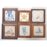 SELECTION OF SIX 18TH / 19TH CENTURY FRAMED DELFT TILES