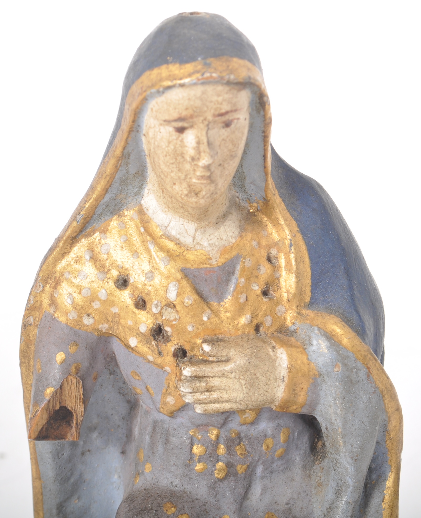 19TH CENTURY POLYCHROME HAND PAINTED FIGURE MARIA - Image 5 of 5