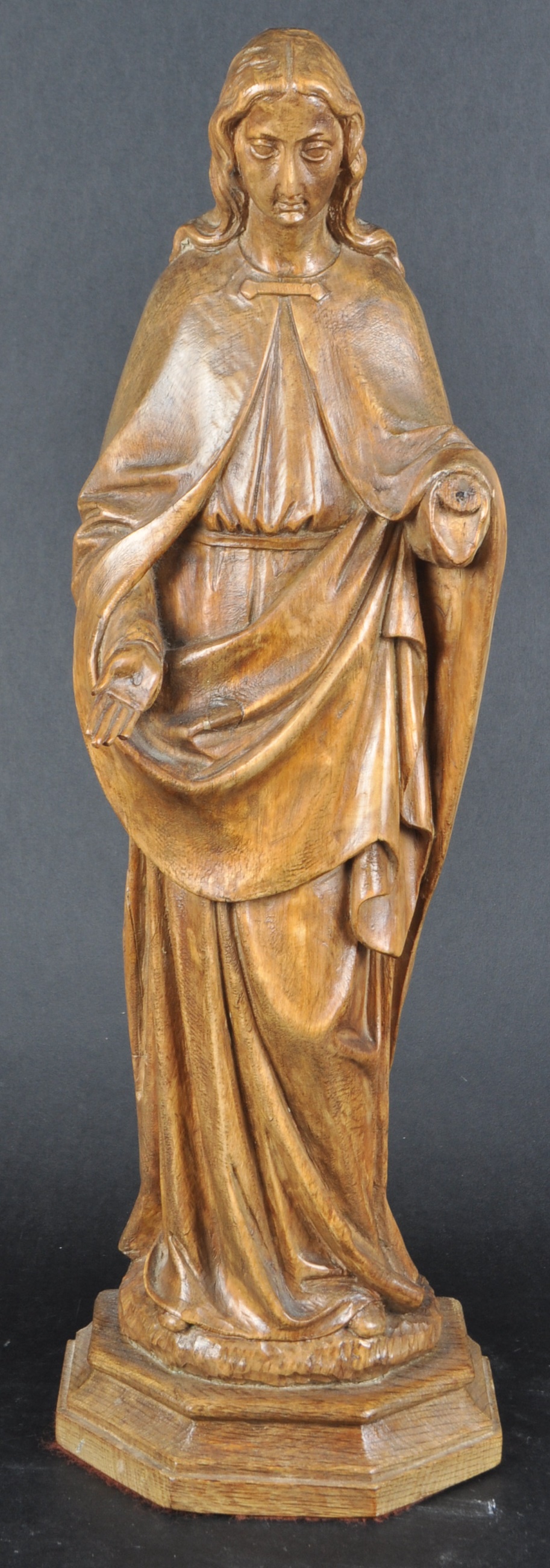 LARGE WALNUT CARVING OF THE VIRGIN MARY