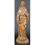 LARGE WALNUT CARVING OF THE VIRGIN MARY