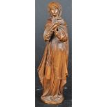 19TH CENTURY WALNUT CARVED STATUE OF VIRGIN MARY