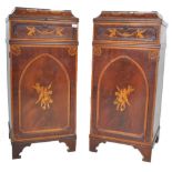 PAIR OF 19TH CENTURY MAHOGANY INLAID PEDESTAL CABINETS