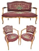 19TH CENTURY SWEDISH WALNUT FRAMED THREE PIECES SALON SUITE