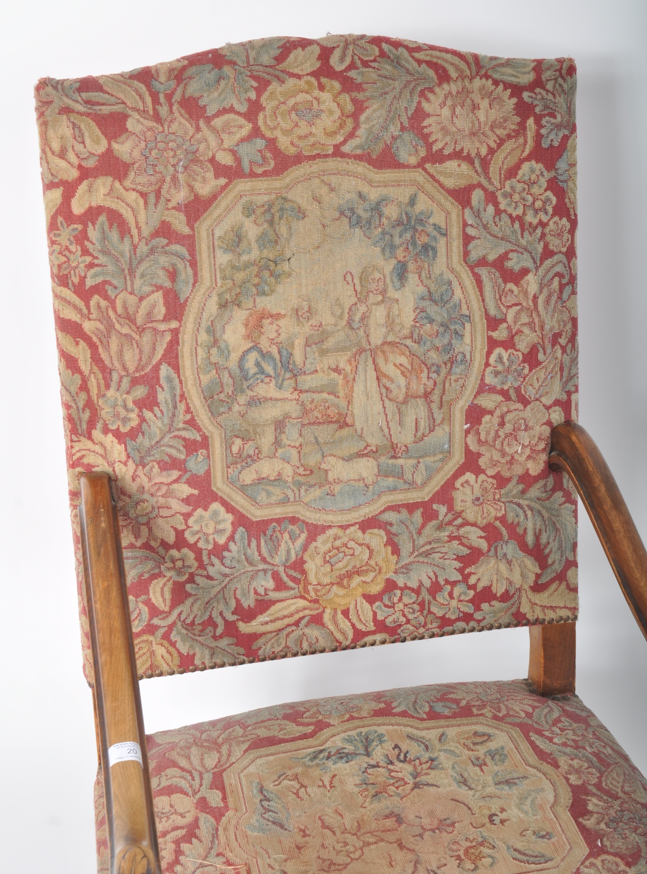 LARGE 19TH CENTURY WALNUT & TAPESTRY THRONE ARMCHAIR - Image 3 of 6