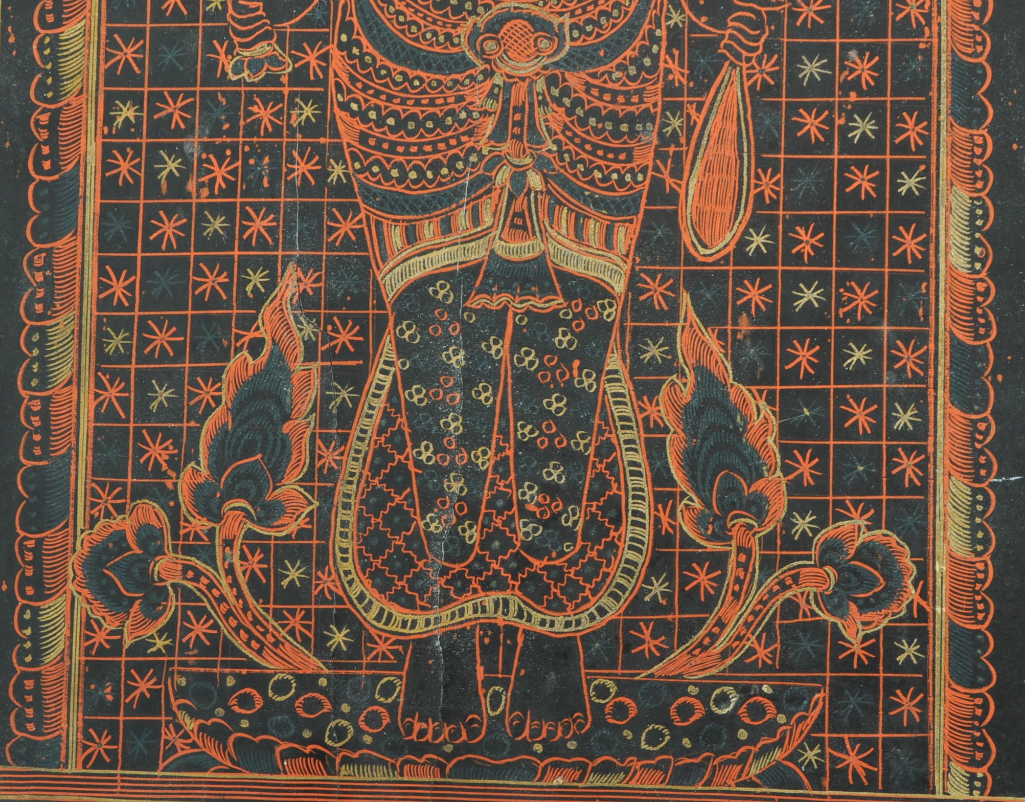 19TH CENTURY CHINESE BURMESE RED LACQUER PANEL - Image 4 of 6