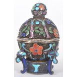 19TH CENTURY CHINESE / JAPANESE SILVER CLOISONNE POT
