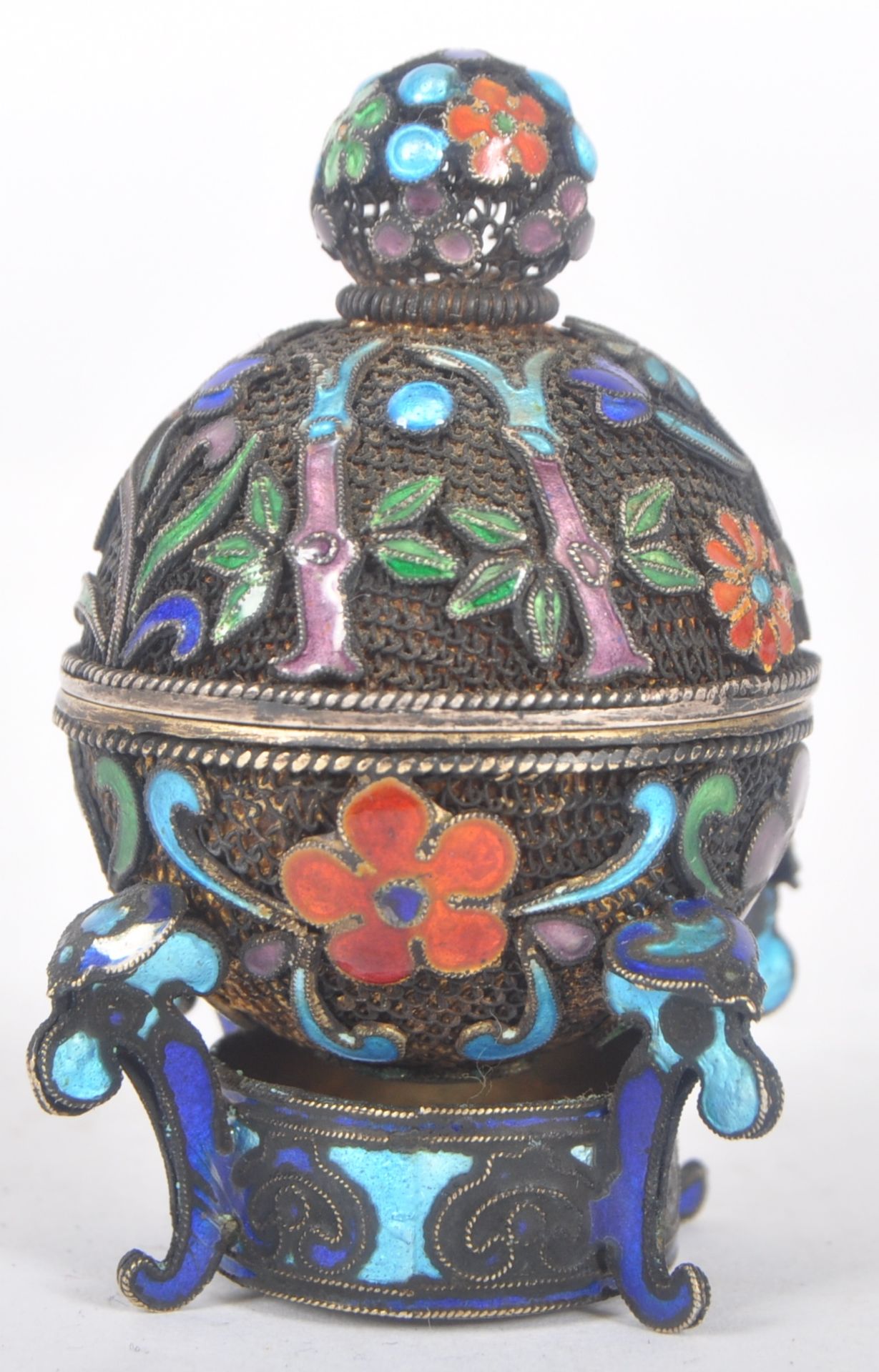 19TH CENTURY CHINESE / JAPANESE SILVER CLOISONNE POT