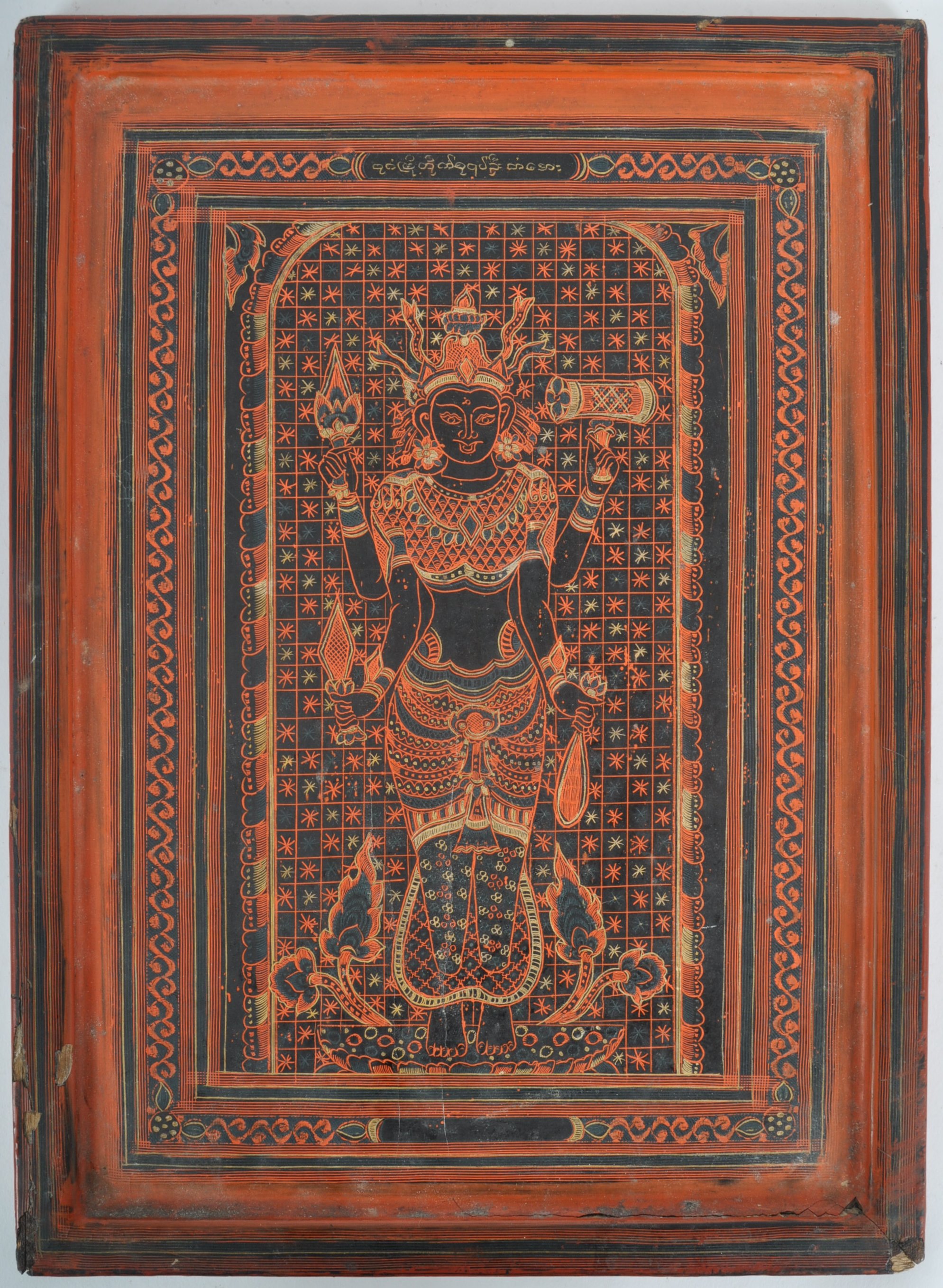 19TH CENTURY CHINESE BURMESE RED LACQUER PANEL