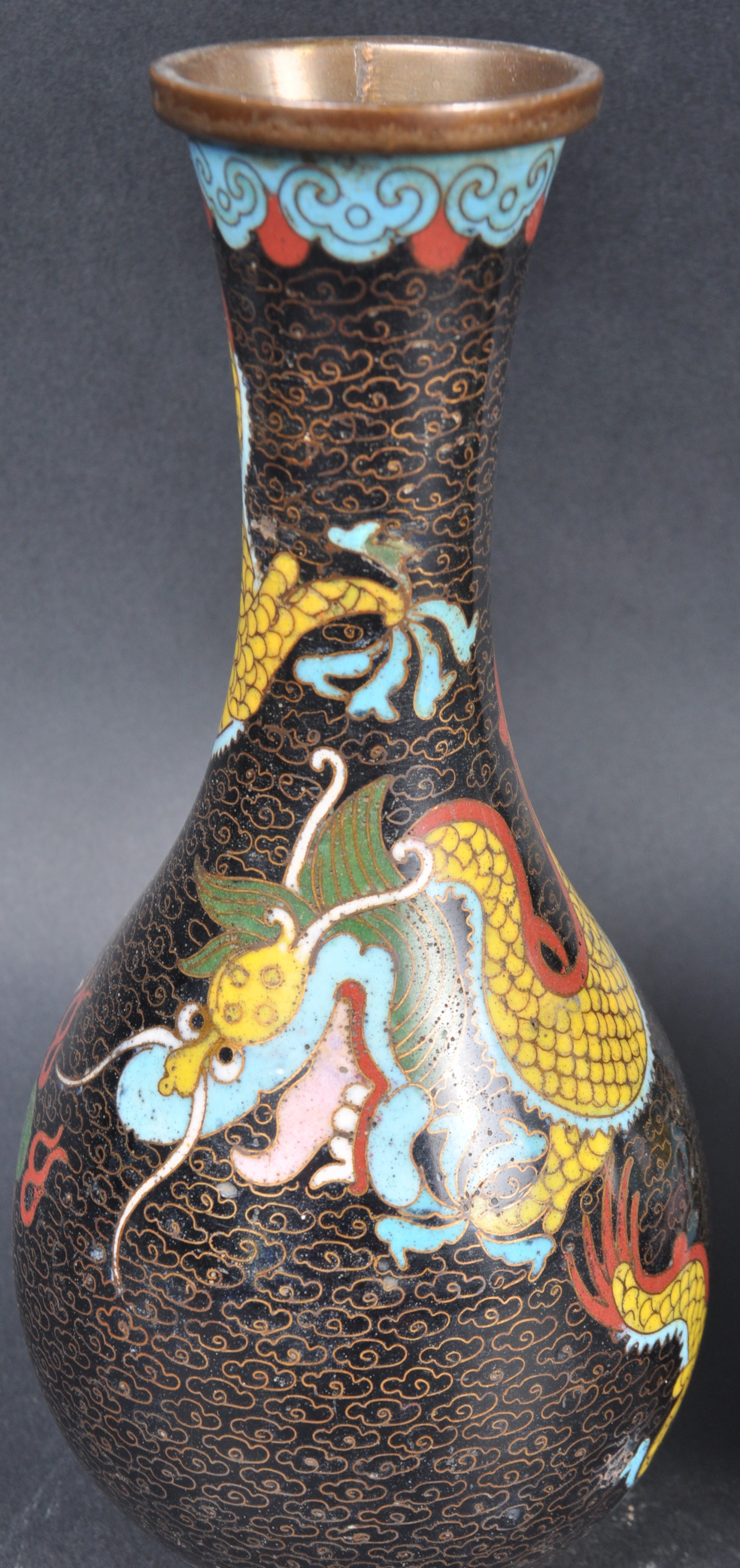 PAIR OF 19TH CENTURY CHINESE CLOISONNE DRAGON VASES - Image 3 of 7