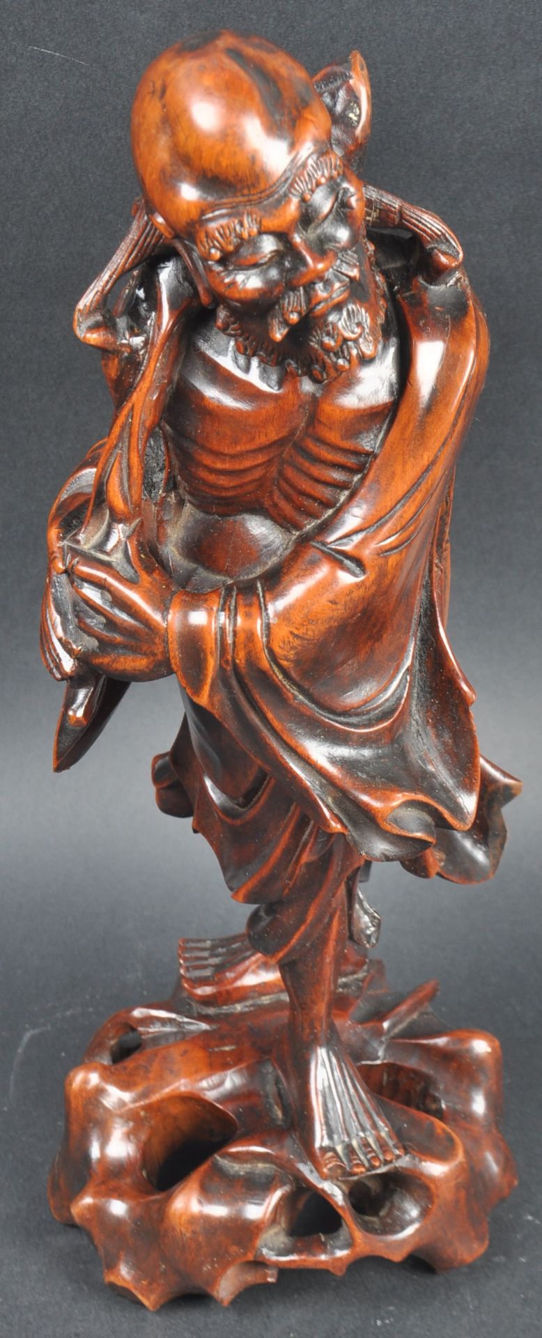 LARGE 19TH CENTURY CHINESE CARVED EMACIATED FIGURE - Image 2 of 6