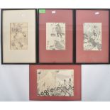 GROUP OF FOUR WOODBLOCKS AFTER HOKUSAI