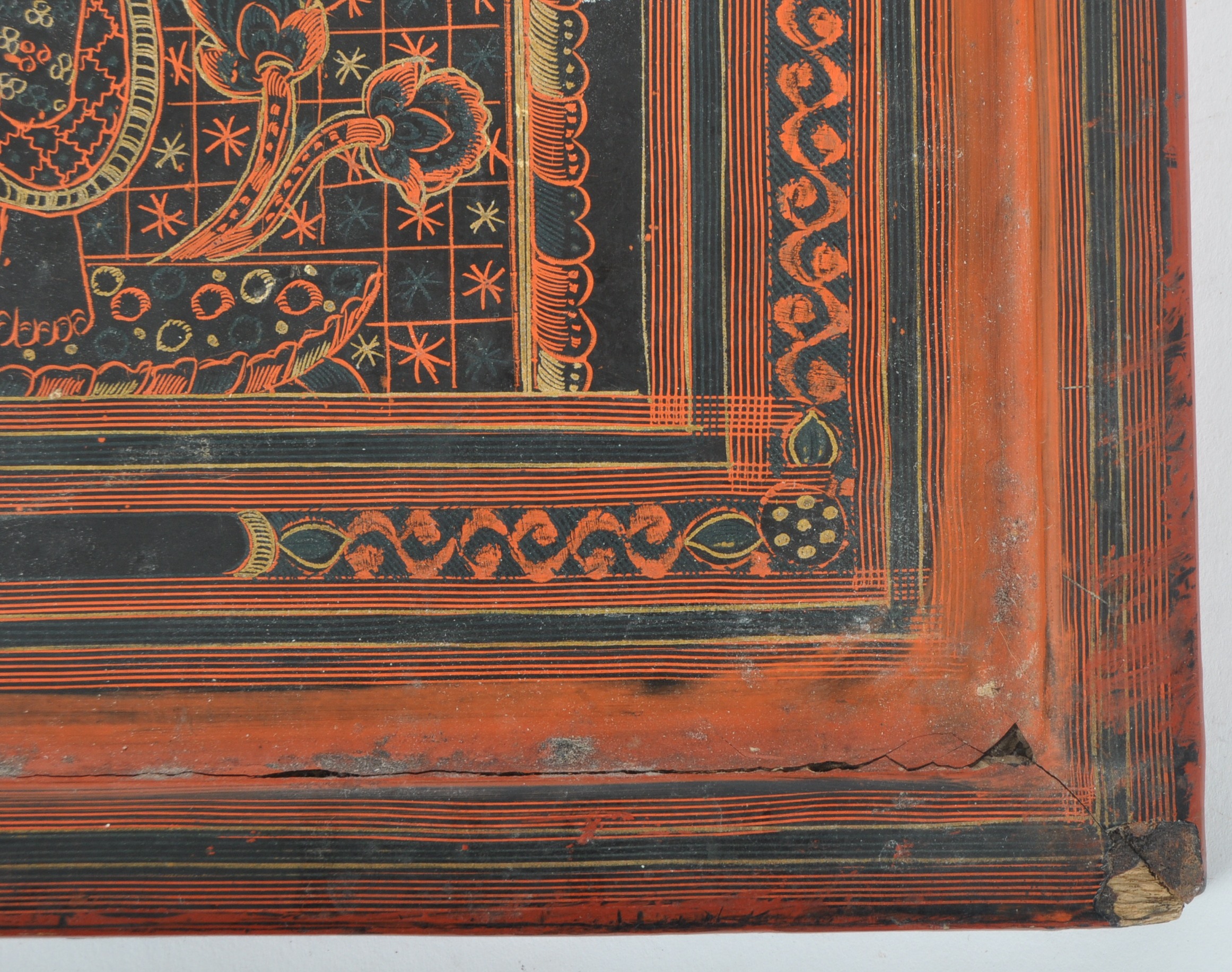 19TH CENTURY CHINESE BURMESE RED LACQUER PANEL - Image 5 of 6