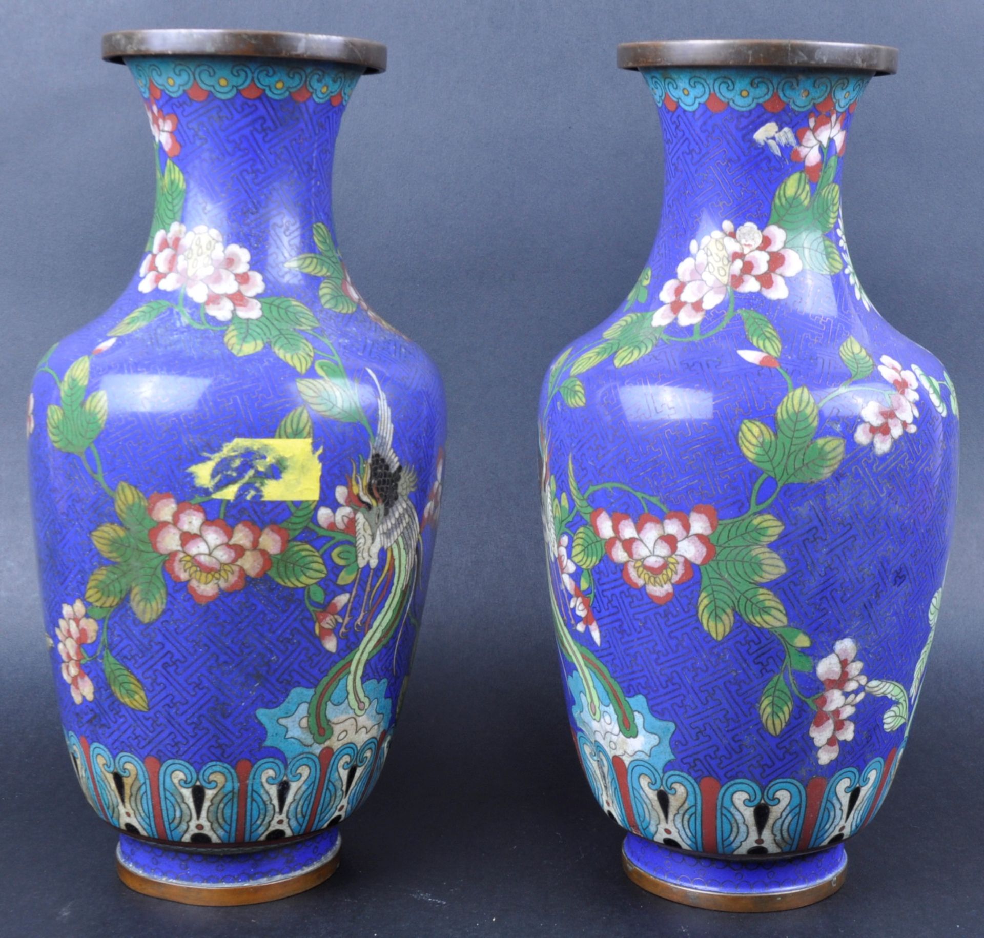 PAIR OF CHINESE CLOISONNE VASES