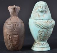 TWO EGYPTIAN CANOPIC JARS