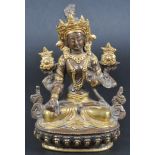 CHINESE TIBETAN BRONZE FIGURE OF GREEN TARA