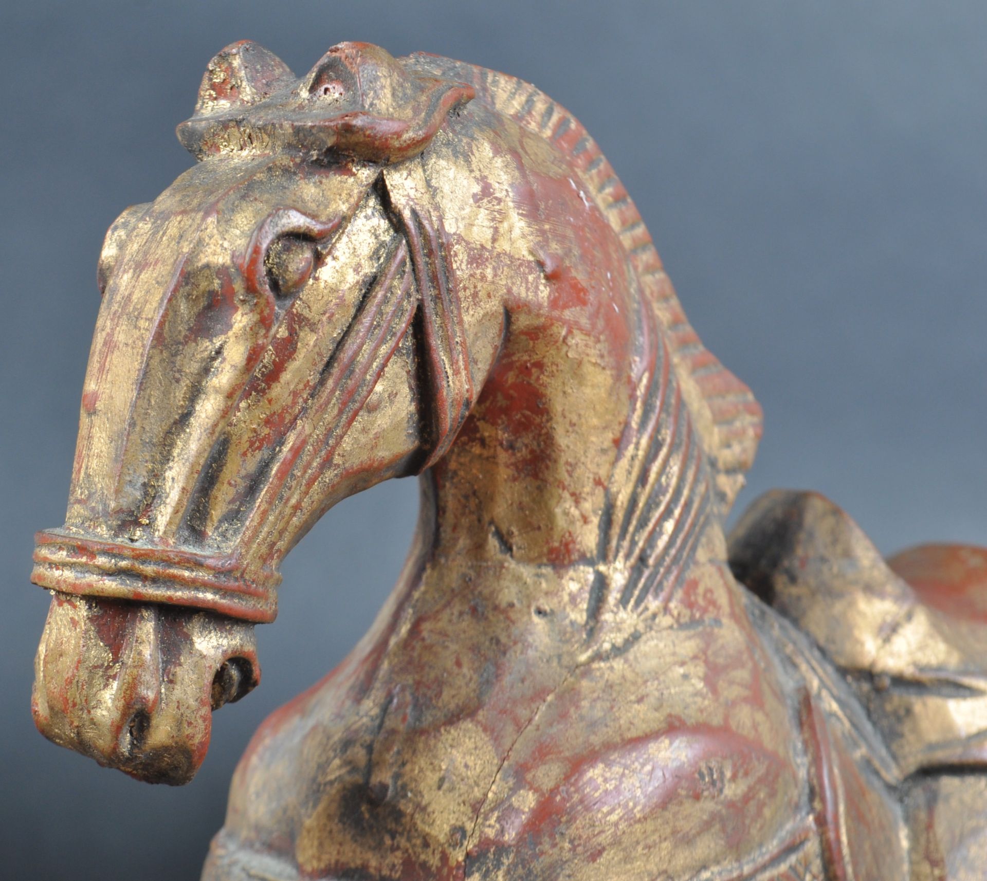 CHINESE CARVED TANG DYNASTY REVIVAL CARVED MODEL HORSE - Image 2 of 5