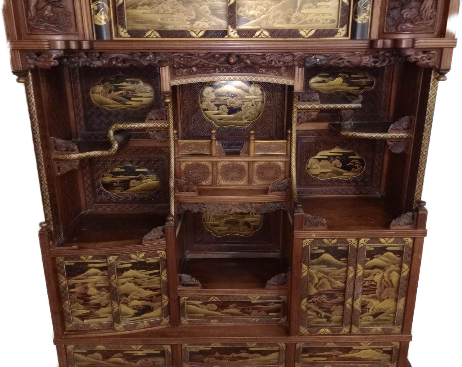 LATE 19TH CENTURY JAPANESE MEIJI LACQUER BOOKCASE CABINET - Image 3 of 10