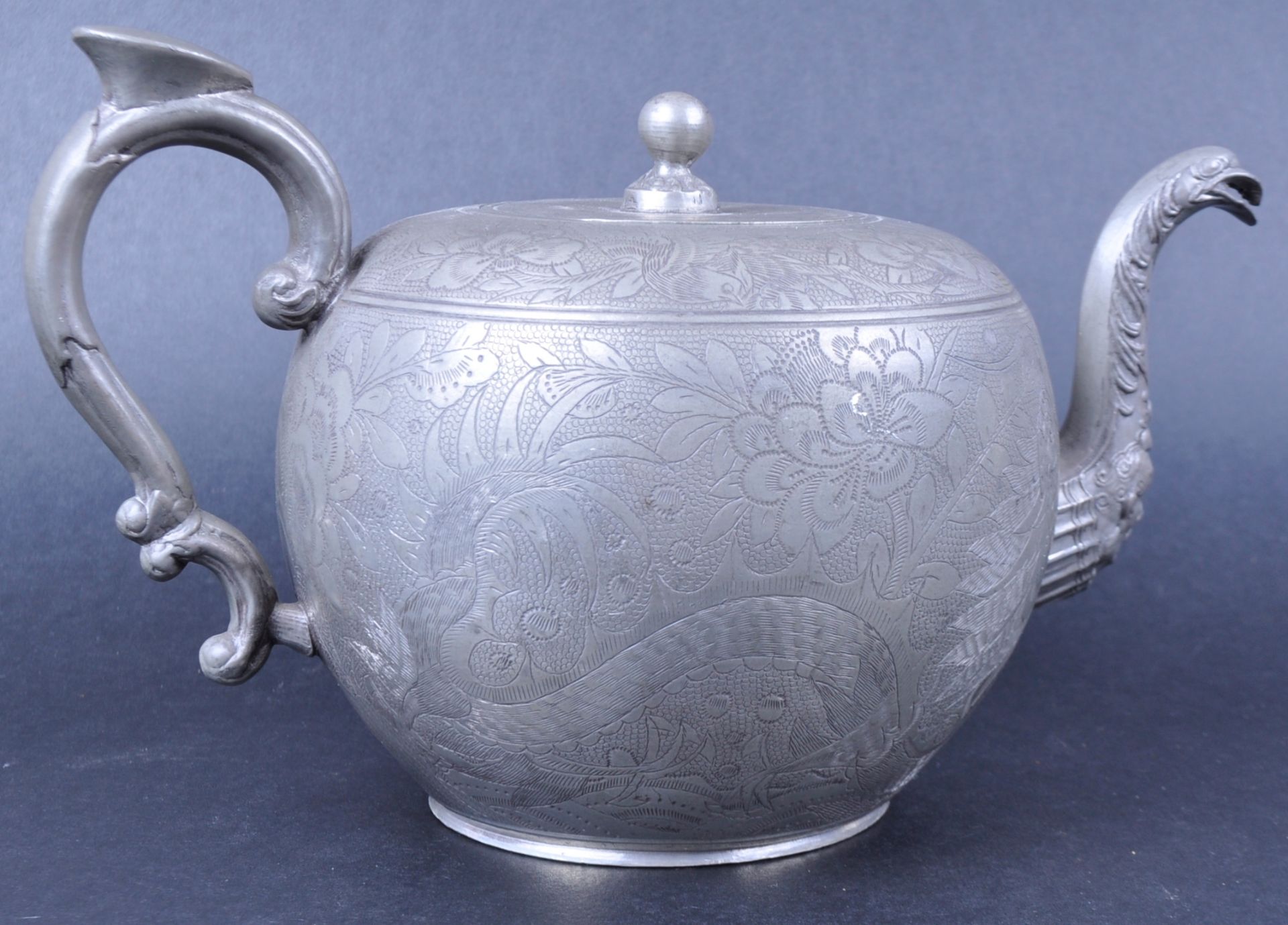 CHINESE PEWTER TEAPOT BY KUT HING PETWER SWATOW