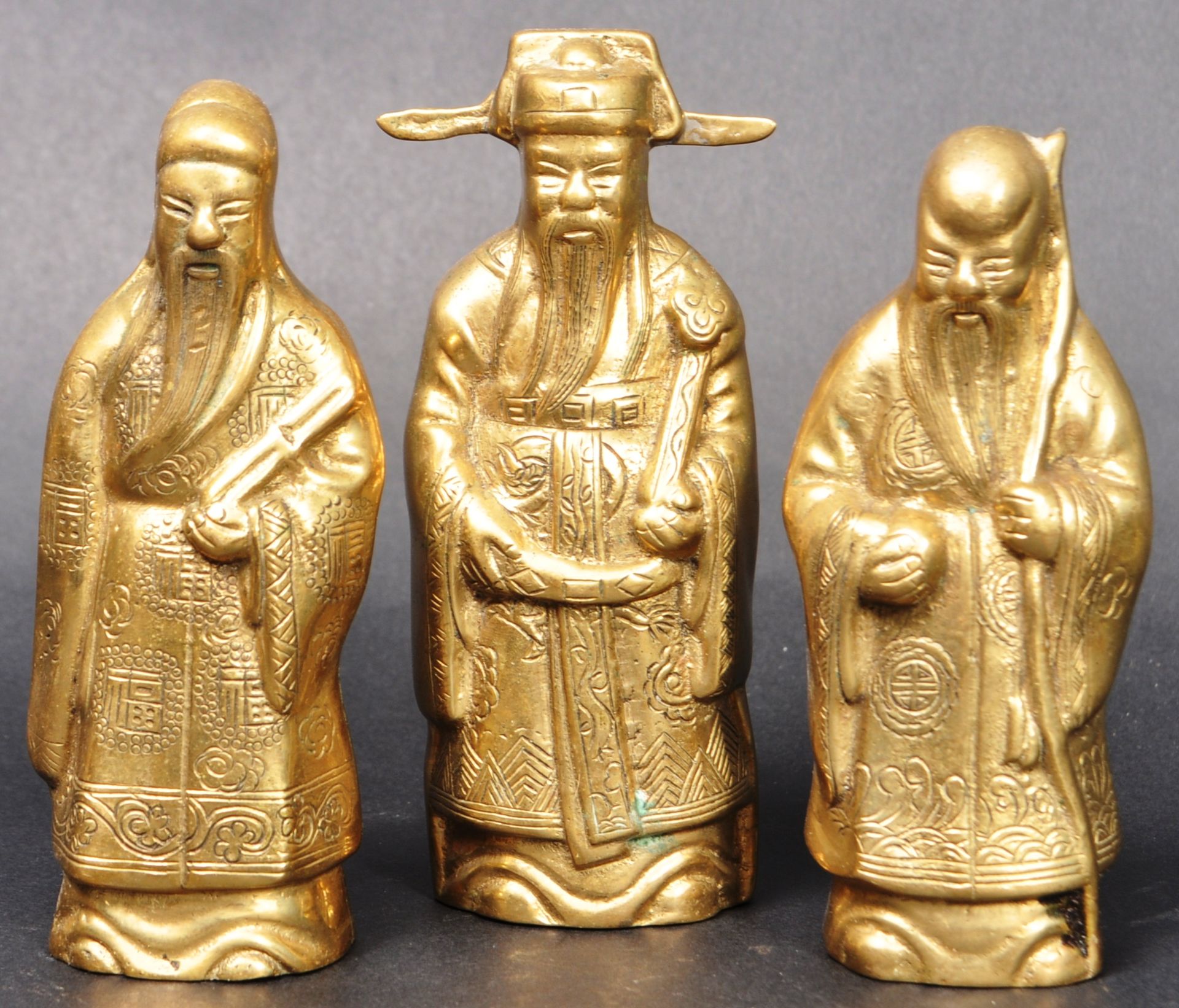 THREE CHINESE REPUBLIC PERIOD BRASS FIGURINES