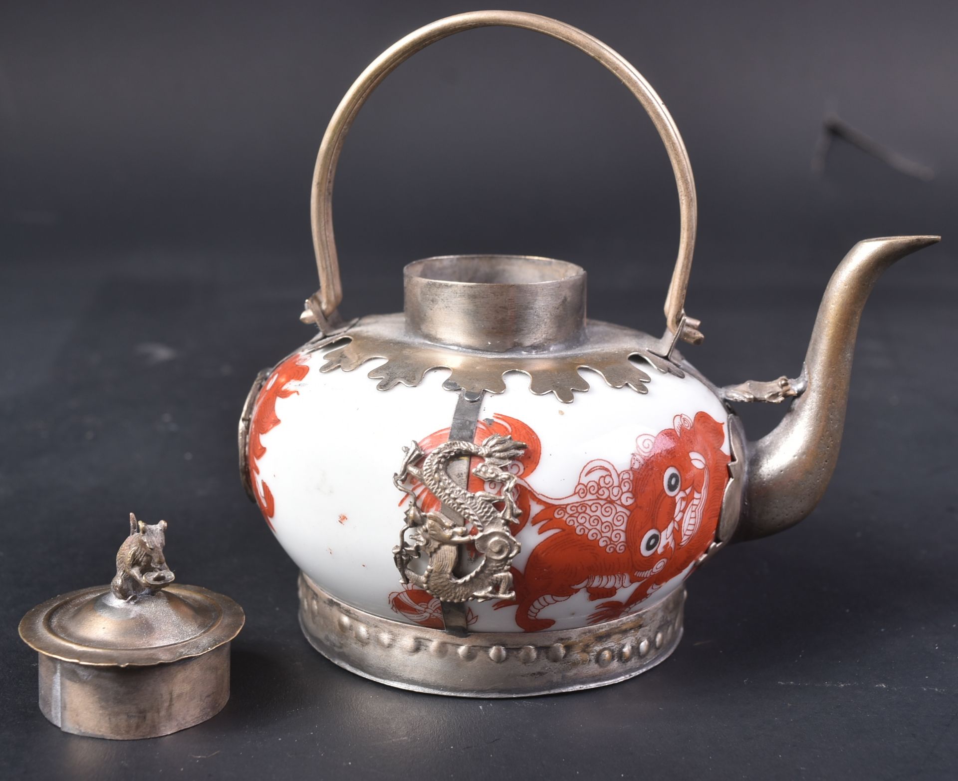 20TH CENTURY CHINESE REPUBLIC WHITE METAL MOUNTED TEAPOT - Bild 11 aus 11