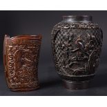 TWO 20TH CENTURY CHINESE CARVED VASES