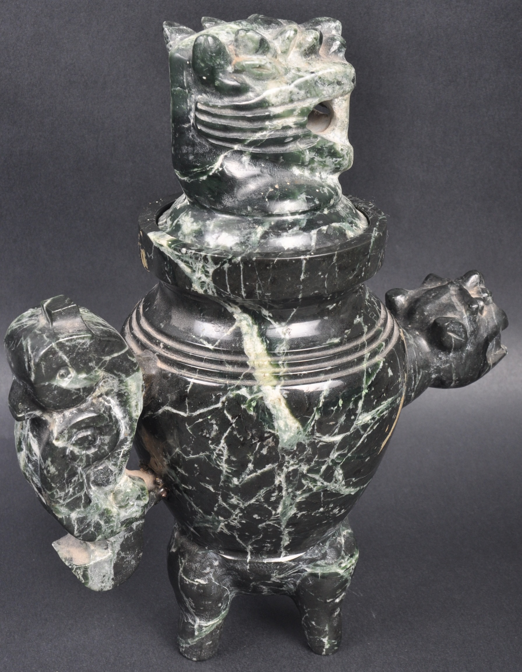 20TH CENTURY CHINESE CARVED HARDSTONE CENSER - Image 2 of 8