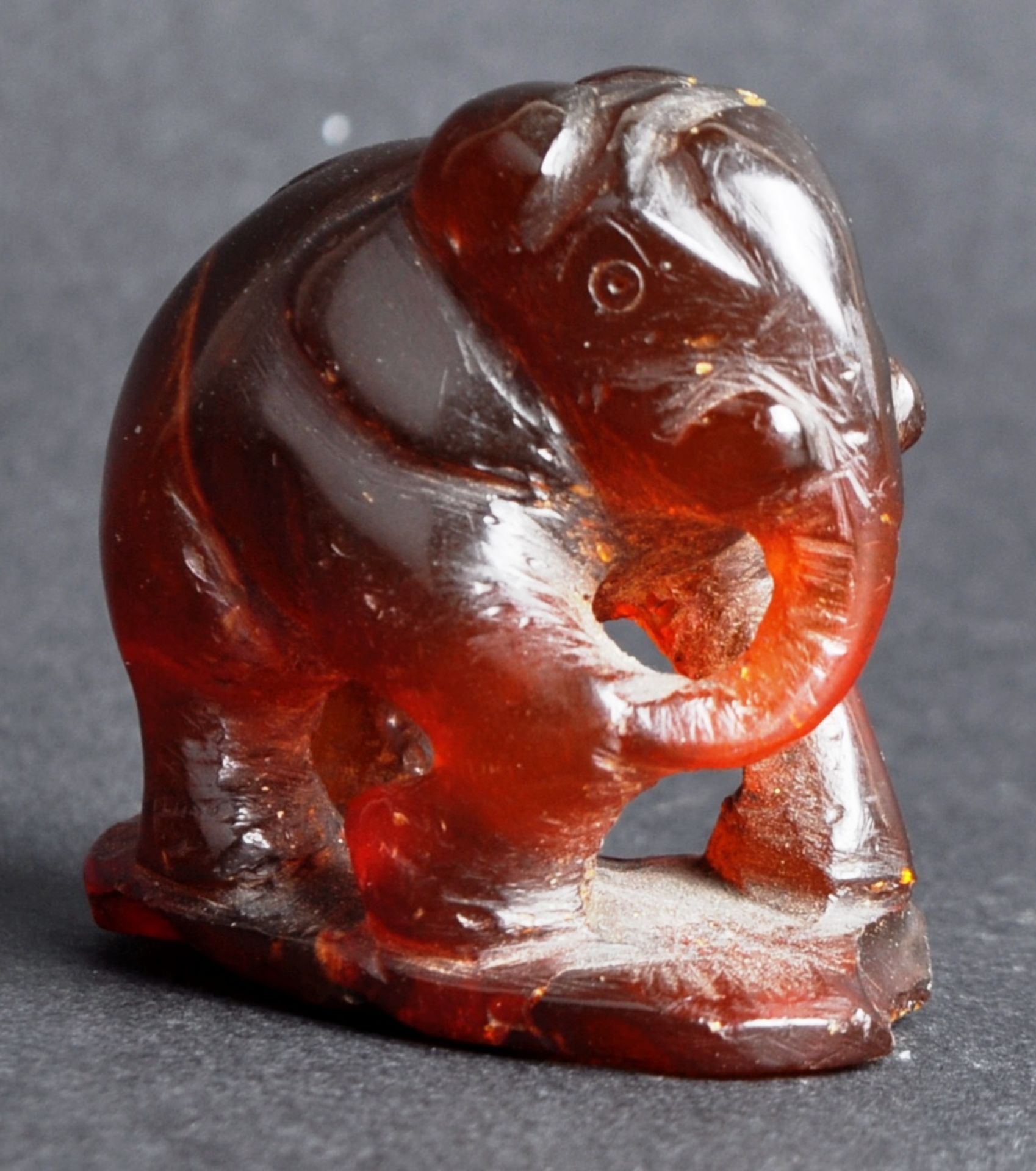 CHINESE HAND CARVED AMBER ELEPHANT FIGURINE