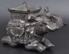EARLY 20TH CENTURY INDIAN BRONZE ELEPHANT WITH PAGODA
