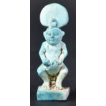 EGYPTIAN BLUE FAIENCE BES FIGURINE