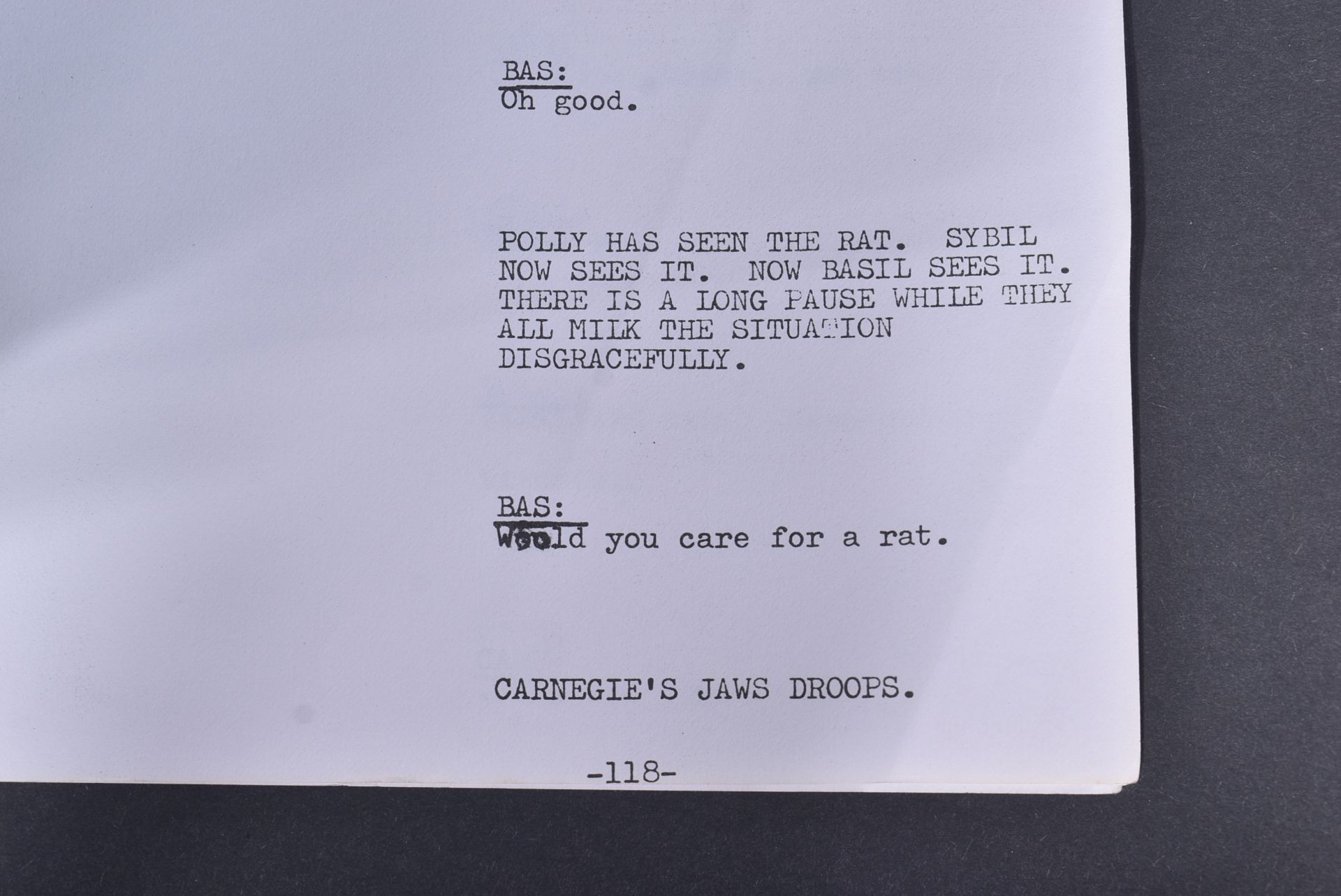 FAWLTY TOWERS - BASIL THE RAT - ORIGINAL BBC REHEARSAL SCRIPT - Image 9 of 9