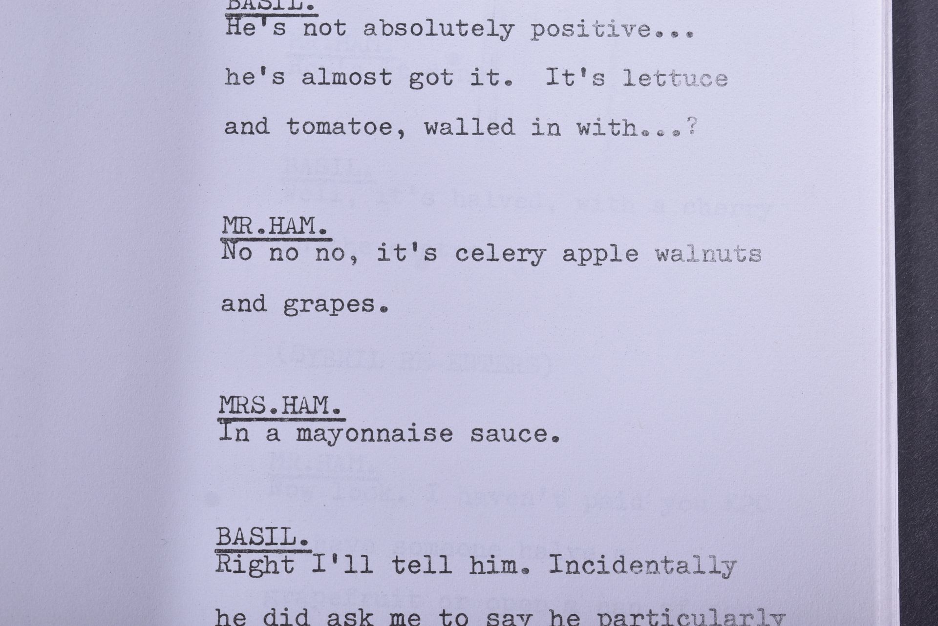 FAWLTY TOWERS - WALDORF SALAD - ORIGINAL BBC REHEARSAL SCRIPT - Bild 8 aus 9