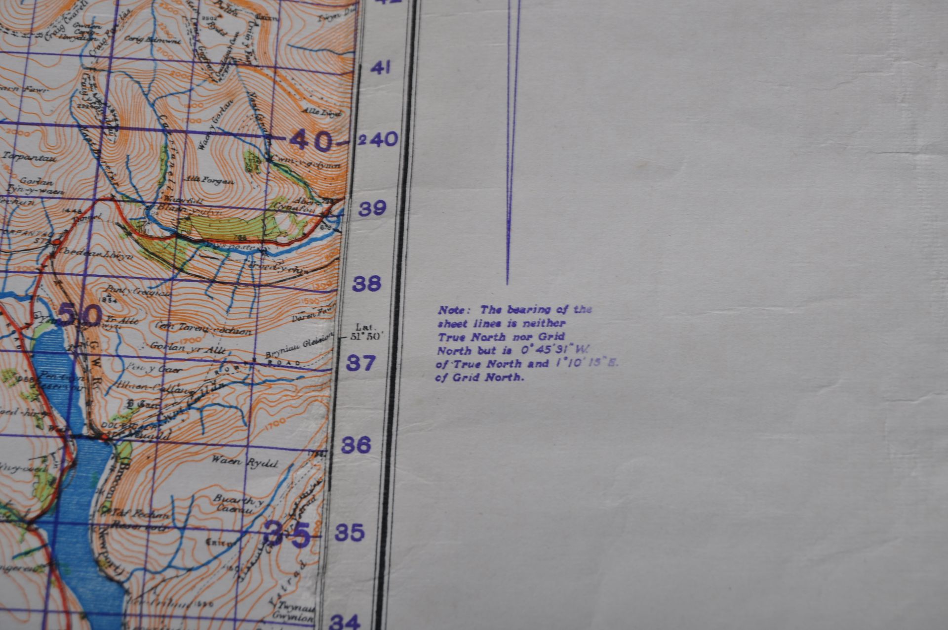 WWII SECOND WORLD WAR ORDNANCE SURVEY MAP - BRECON & LLANDOVERY - Image 8 of 12