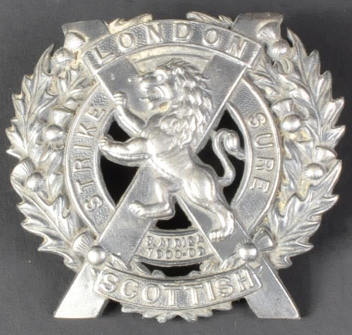 WWI FIRST WORLD WAR BRITISH LONDON SCOTTISH OFFICERS CAP BADGE