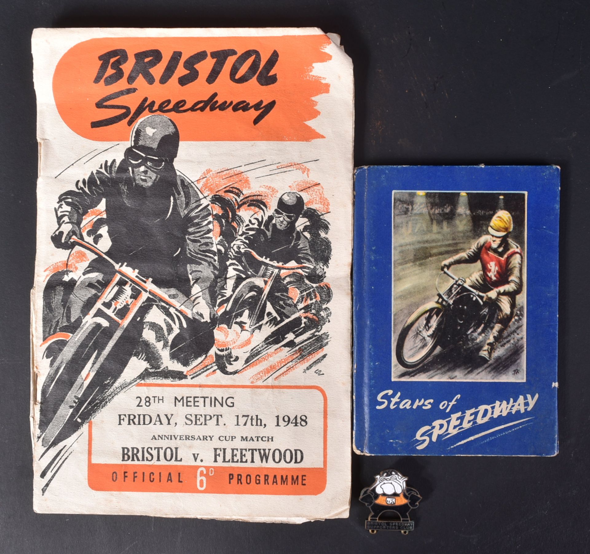 BRISTOL SPEEDWAY - VINTAGE EVENT PROGRAMMES & SUPPORTERS CLUB BADGE