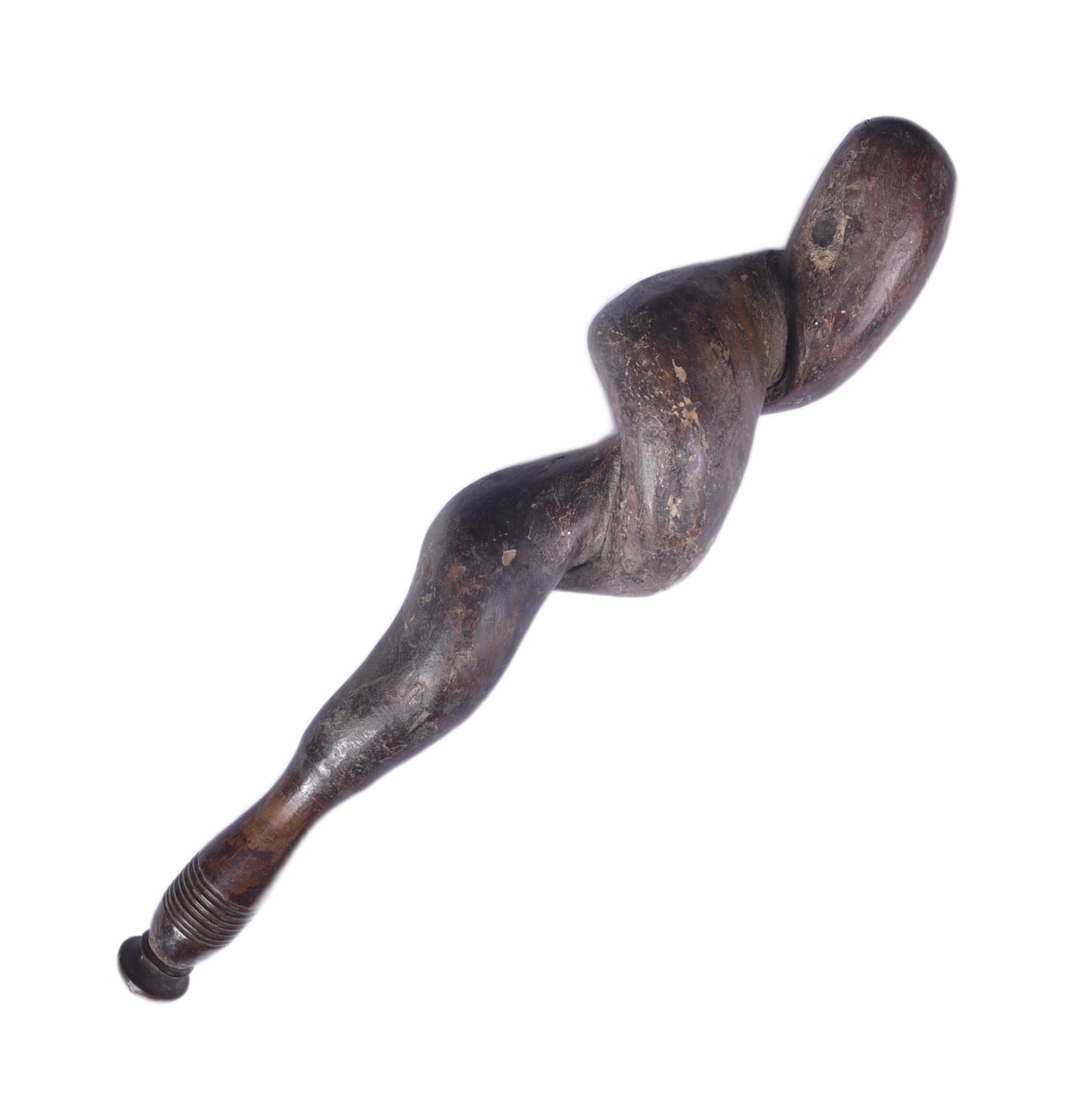 19TH CENTURY HAND PAINTED NATURAL WOOD CLUB / CUDGEL - Image 2 of 12