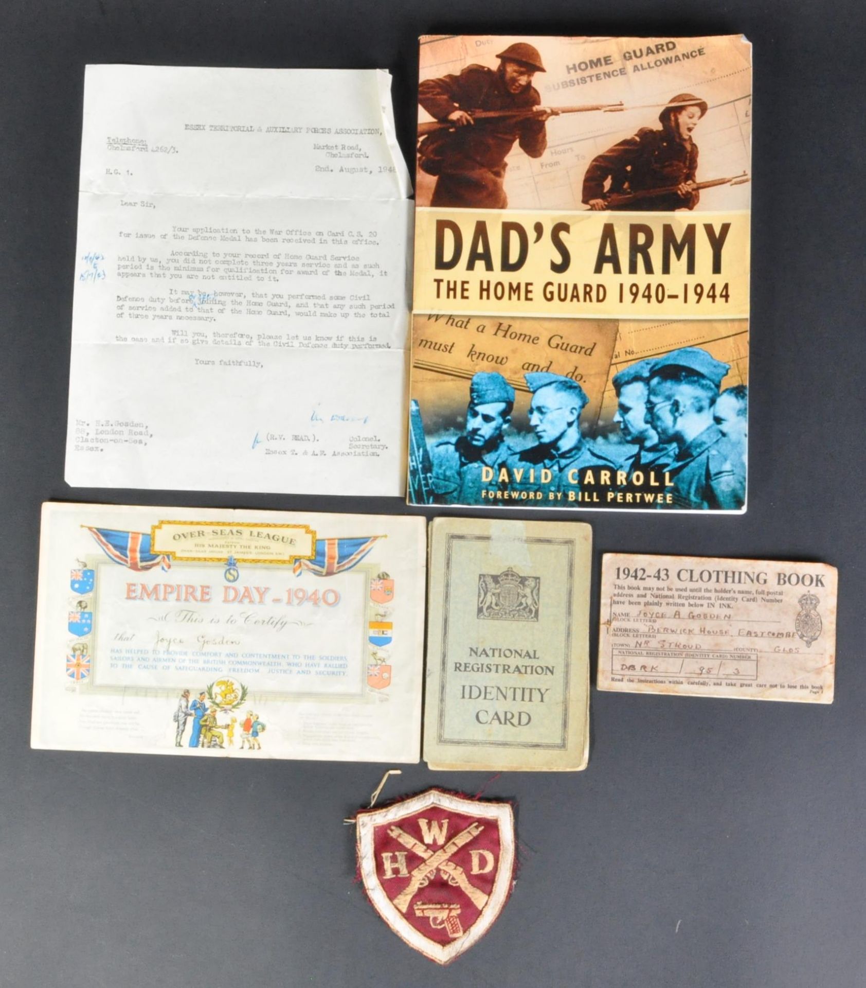 WWII SECOND WORLD WAR HOME GUARD RELATED EPHEMERA