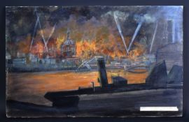 SECOND WORLD WAR LONDON BLITZ OIL ON BOARD - ARP WARDEN ARTIST