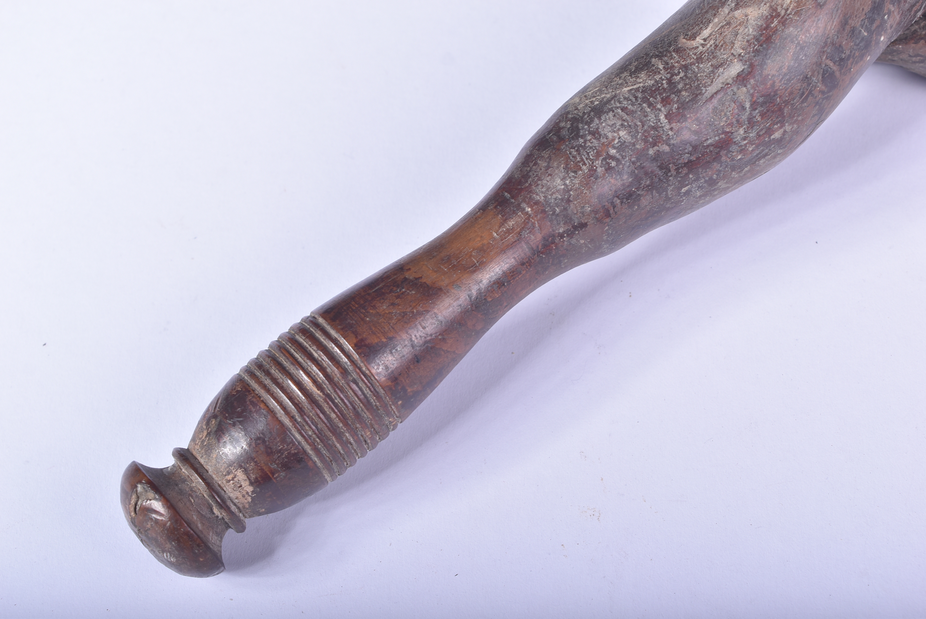 19TH CENTURY HAND PAINTED NATURAL WOOD CLUB / CUDGEL - Image 5 of 12