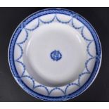 WHITE STAR LINE - EARLY STONIER & CO BLUE & WHITE PLATE