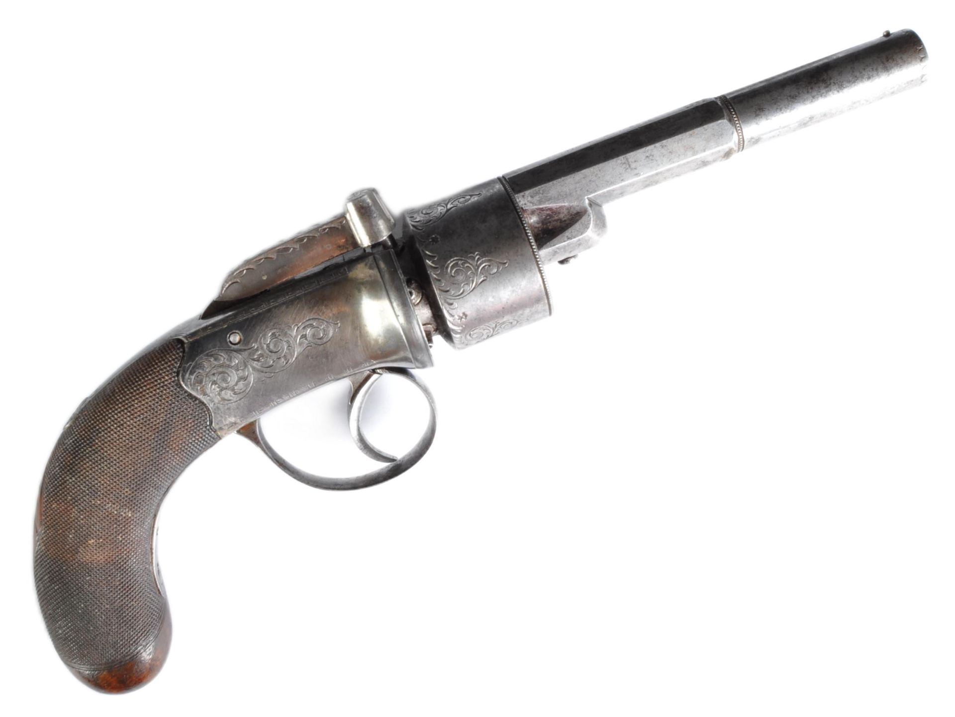 19TH CENTURY NOCK OF LONDON PEPPERBOX SIX SHOT REVOLVER