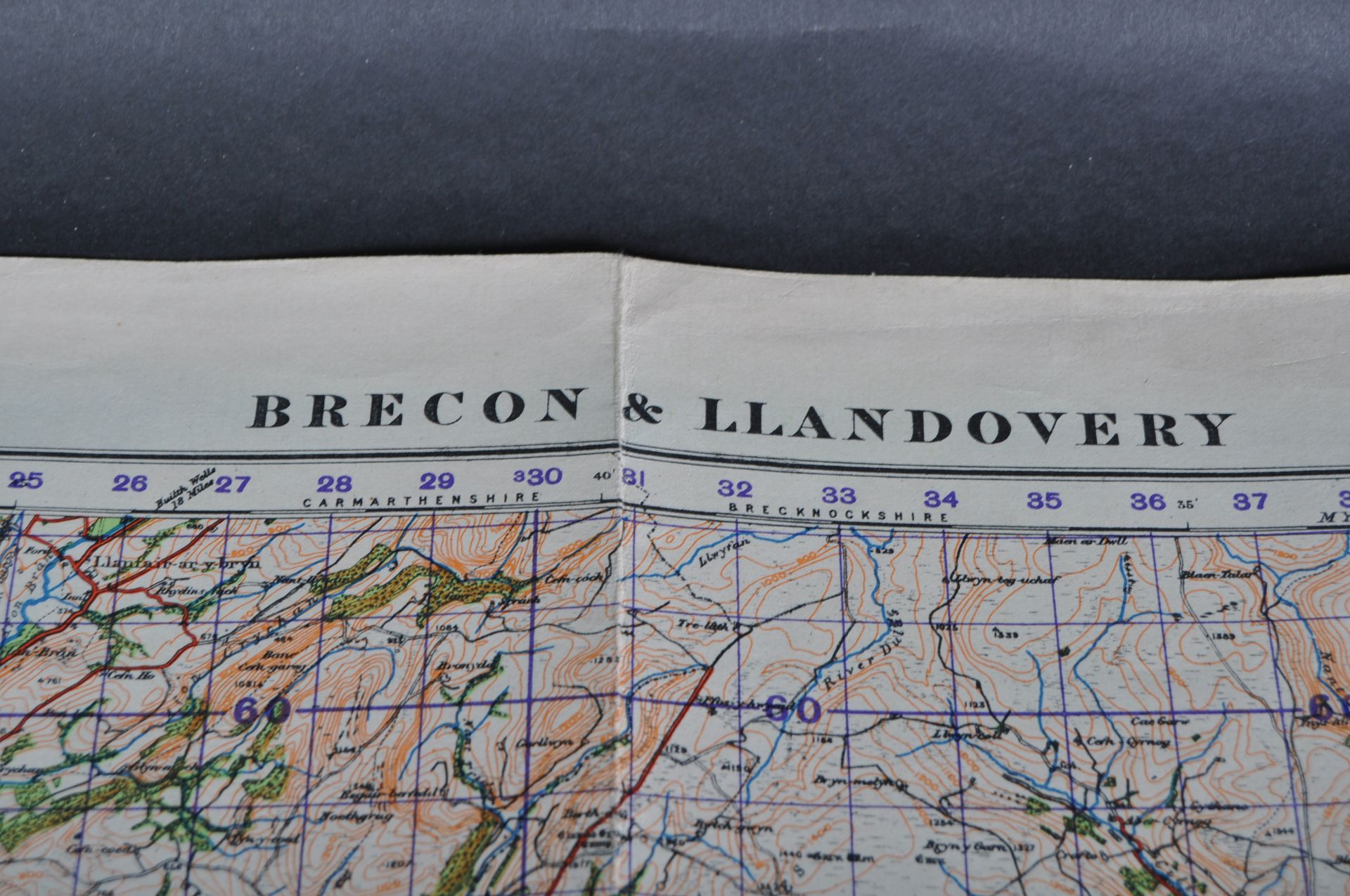 WWII SECOND WORLD WAR ORDNANCE SURVEY MAP - BRECON & LLANDOVERY - Image 4 of 12