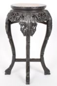 EARLY 20TH CENTURY CHINESE HARDWOOD & MARBLE STAND