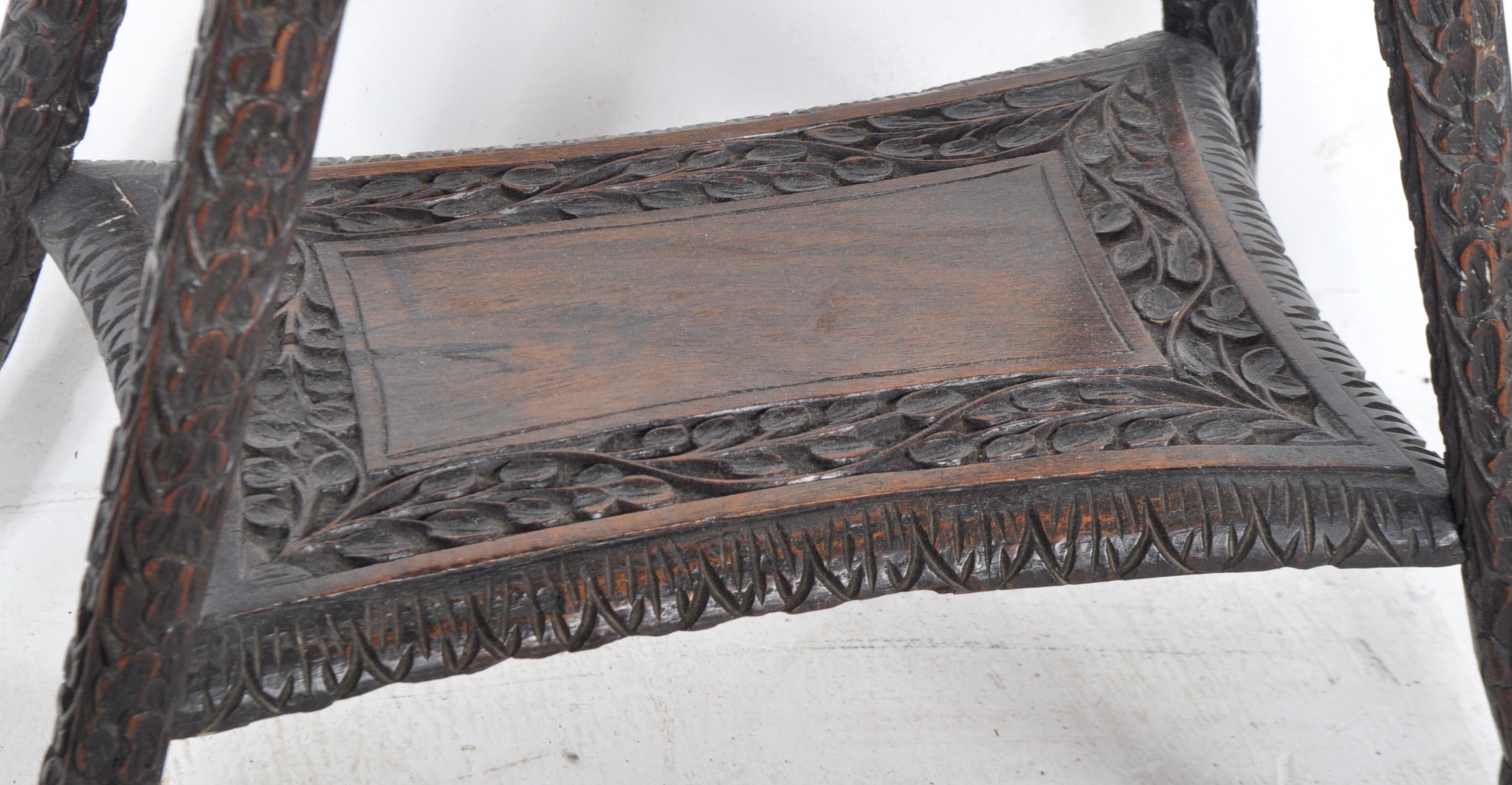 19TH CENTURY ANGLO INDIAN CARVED WINE TABLE - Image 5 of 6